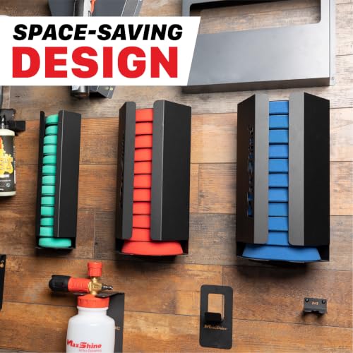 Universal 6" Foam Pad Holder – Wall-Mounted Polishing Pad Organizer for 12+ Foam Pads – Heavy-Duty Metal Storage Rack for Garage & Mobile Detailing (Brand) - view 5