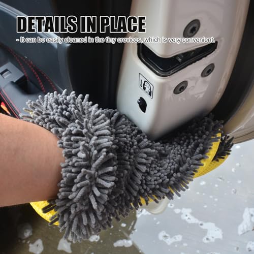 Car Wash Mitt,Microfiber Scratch Free,Detailing Cleaning Gloves,2Pack - view 6