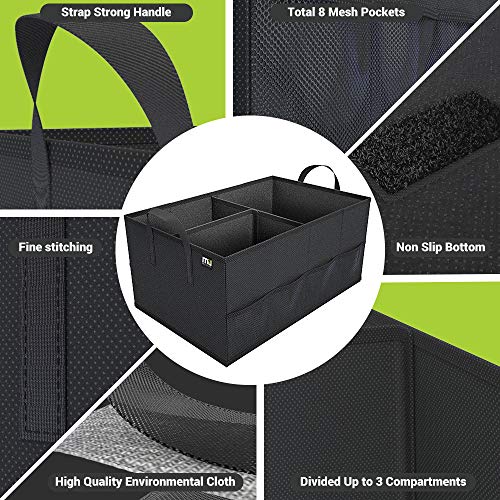 Trunk Organizer for Car, Car Organizer, 8 Mesh Pockets Trunk Organizer for SUV, Non-Slip Bottom, Storage Organizer for Sedans, Van, Jeep, Grocery, 2 Compartments, Black 22"x13"x11" - view 5