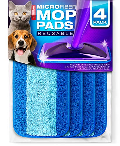 Reusable Mop Pads for Swiffer WetJet Mops (4 Pack), Blue