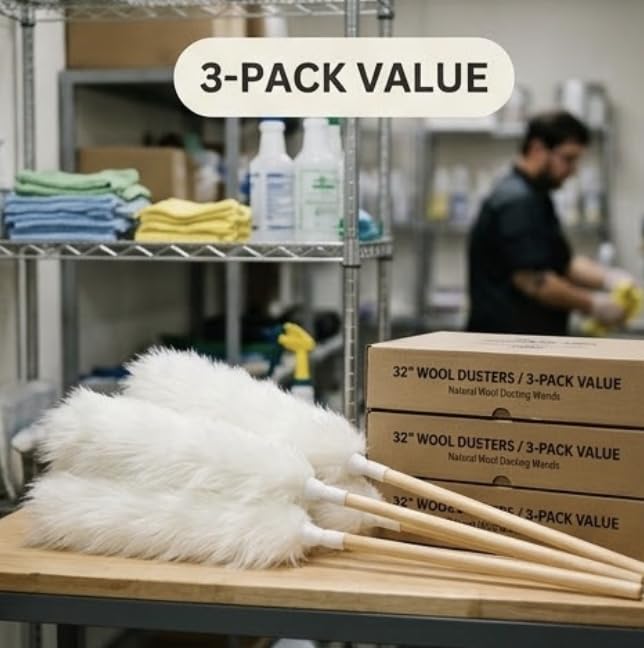 Wool Duster 32 Inch - 3 Pack Wool Dusting Wands with Wooden Handles - view 2