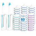Disposable Toilet Brush Set with 2 Holders, Wands & 60 Refills