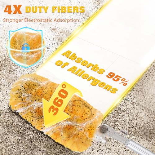 6 ft Extendable Duster Handle with 20 Pcs, 360° Heavy Duty Duster Refills Kit for Swiffer, 4X Electrostatic Microfiber for Cleaning Home, Effortlessly Reach Ceilings, Fans & Hard-to-Reach Areas - view 2