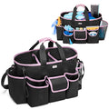 Cleaning Caddy Bag with 3 Compartments and Shoulder Strap, Pink Edge