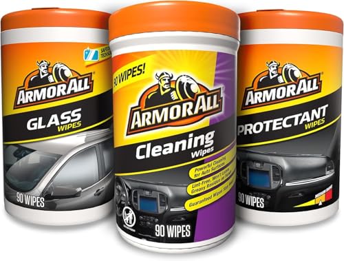 Protectant, Glass and Cleaning Wipes, Wipes for Car Interior and Car Exterior, 90 Count Each (Pack of 3)