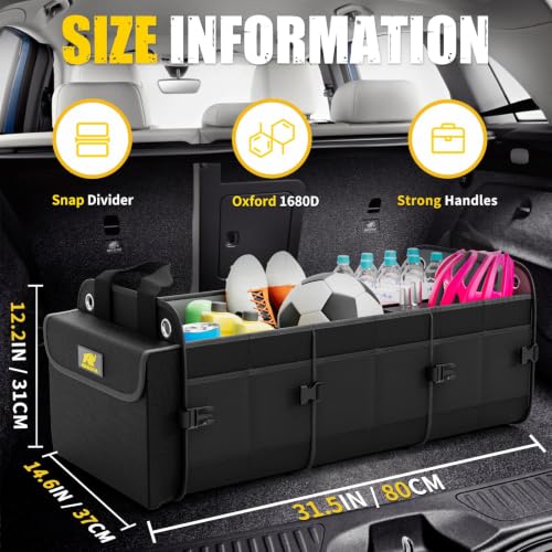 Trunk Organizer with Cooler - 100L Collapsible Car Organizer,Black - view 2