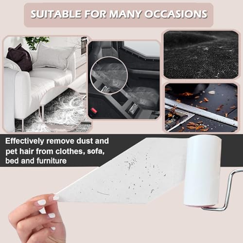 Lint Roller Remover with 180 Sheets, Pet Hair Remover Extra Sticky Roller Hair Dust Remover for Clothes, Furniture, Travel Household 1 Handle+3 Rollers Dog &Cat Hair Removal Green - view 4