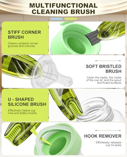4 in 1 Cup Lid Gap Cleaning Brush Set 2 Pcs - Multifunctional Bottle Cleaning Brush Tools for Home Kitchen and Travel Cleaning | Portable Silicone Cup Lid Cleaner in 2 Colors - view 3