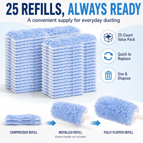 Duster Refills,Disposable Dusters for Cleaning,Heavy Duty Duster Refills, MultiSurface Dusting Wand,Dust Remover for Furniture,Blinds,Ceiling Fans&Home Cleaning Supplies (Violet, 25pcs) - view 7