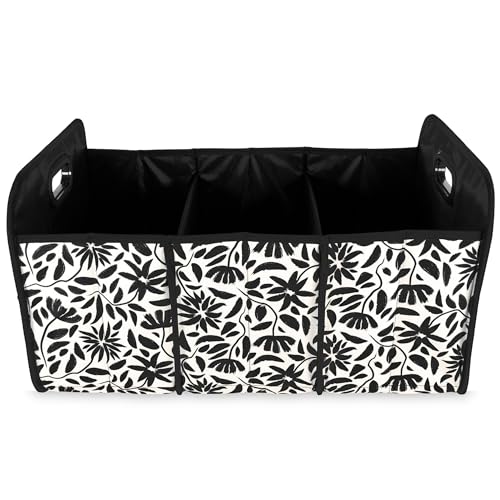 Steel Mill & Co Car Storage Bin, Hand Drawn Black Floral