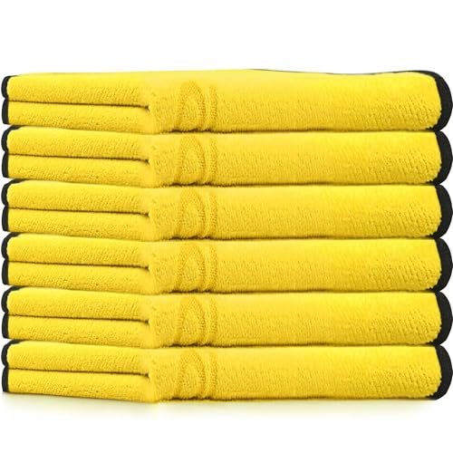 Multipurpose Plush Microfiber Cleaning Cloth Towel for Household, Car Washing, Drying & Auto Detailing - 11" x 22" (6)