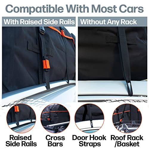 XXL 28 cuft Car Rooftop Cargo Carrier Bag Extra Waterproof Car Roof Storage with 10 Heavy Duty Tie Down Straps and 4 Hooks Roof Bag Cargo Carrier for Top of Vehicle with/Without Rack - view 2