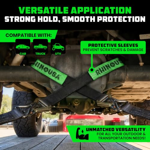 Car Hauler Tie Down Straps (4-Pack) - 2inx8ft with J Hooks - view 3