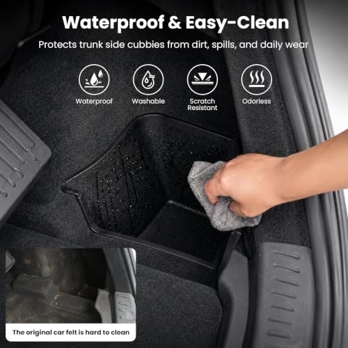 Rear Trunk Storage Bins for 2026 Tesla Model Y L, TPE Side Cargo Organizer Boxes with Lids, Waterproof Anti-Rattle Rear Trunk Accessories for Model Y L 6-Seater Long Wheelbase - view 5