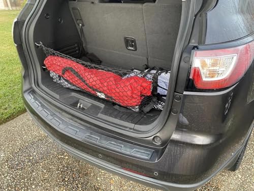 Rear Trunk Organizer Cargo Net for Buick Enclave 2008-2017 / Chevrolet Traverse 2009-2017 / GMC Acadia 2007-2016 / Saturn Outlook 2007-2010 – Envelope Style Cargo Net–Premium Mesh Car Trunk Organizer - view 5