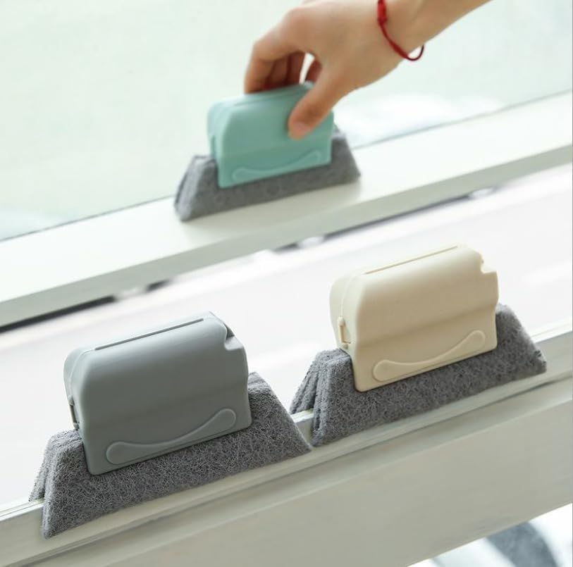 Window Track Cleaning Tool Set, 4Pcs Washable Sponge Brushes with Corner Scraper & Detachable Head, Deep Clean for Window Grooves, Sliding Doors, Tile Grout, Air Vents & Keyboard Gaps - view 3