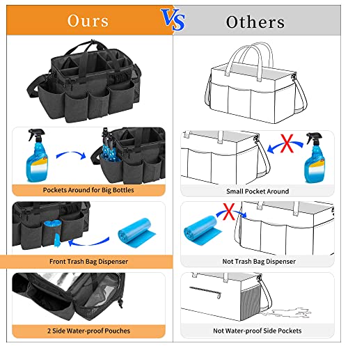 Wearable Cleaning Caddy Bag with 4 Foldable Dividers, Black - view 3