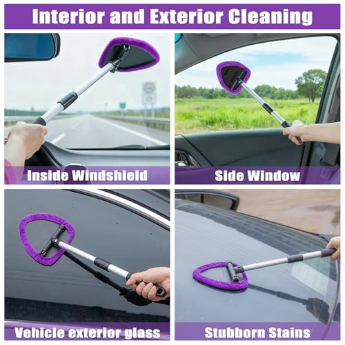 Windshield Cleaner Tool, 17Pcs Car Interior Detailing Kit, Detailing Brush, Towels, Duster, Car Cleaning Kit Interior for RVs, Truck, Trailer (Purple) - view 3