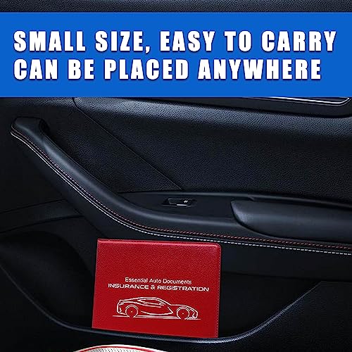 Car Registration Insurance Holder, 2Pack Essential Auto Card Document Glove Box Organizer with Touch Fastener, Vehicle Interior Accessories Perfect for Most Car, Truck, SUV (Red/Small Car) - view 6