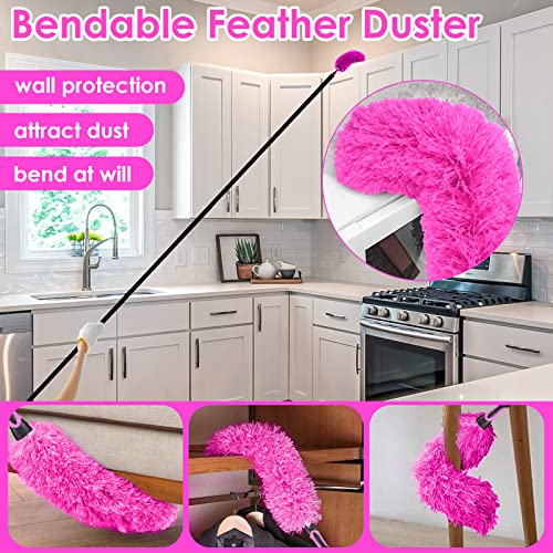 Pink Cleaning Supplies, Duster with Extension Pole for High Ceiling - view 3