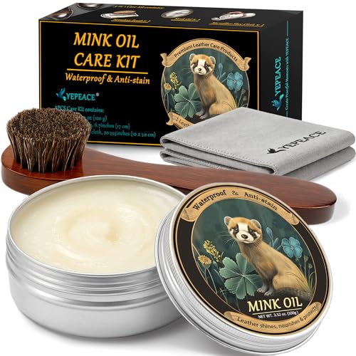 Mink Oil for Leather Boots, Leather Cleaner and Conditioner 3.53oz, All-Natural and Waterproof