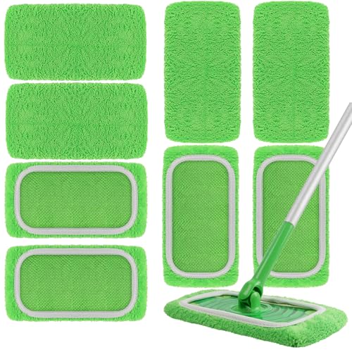 8 Pack Reusable Microfiber Mop Pads Compatible with Swiffer Sweeper