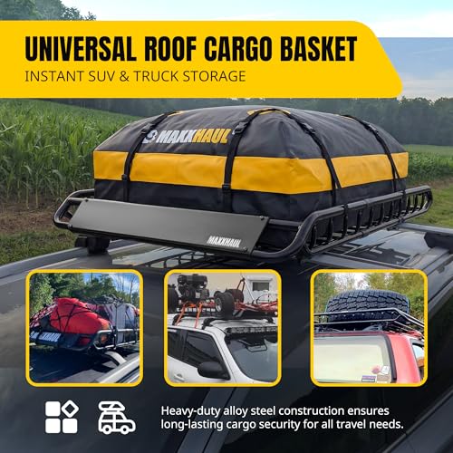 Steel Roof Rack Cargo Basket, 46" x 36" x 4.5" Roof Top Carrier, Universal Fit for Cars, SUVs, Vans, and RVs, 150 lb Capacity, Weather-Resistant Easy-Install Cargo Storage (70115) - view 6