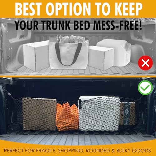Envelope Style Trunk Mesh Cargo Net for Chevy Silverado Accessories WT LS LT LTZ 2013-2025, 2026 - Premium Trunk Organizers and Storage - Cargo Net for Pickup - Truck Bed Net for Chevy Silverado - view 4