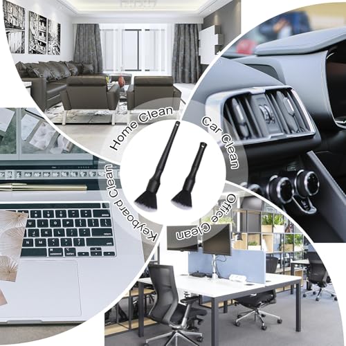 2 Microfiber Detailing Brushes, Car Interior Detailing Brush for Air Vent,Dashboard, Leather,Cleaning Tool Efficient Dust Removal for Car Interior, Computers, Keyboards, Digital Device - view 7