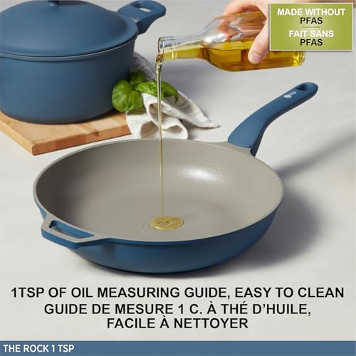 The Rock 1tsp All-in-One 11" (28cm) Deep Ceramic Fry Pan with Lid and Steam Basket, Cast Aluminum Base, PFAS-Free, Induction Ready, Easy to Clean, Blue - view 5