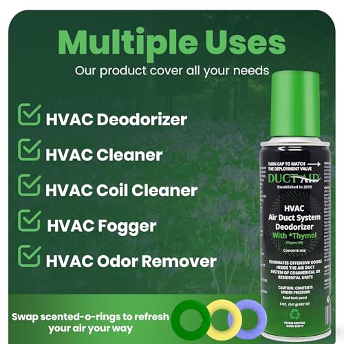 HVAC Air Deodorizer & Mold Treatment Fogger 3-Pack with 3 Scented O-Ring Pads | Air Duct Freshener for HVAC & AC Vents | Plant-Based Thymol Fogger for Home, Car & Commercial Spaces - view 3