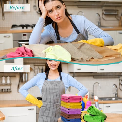 Microfiber Cleaning Cloth Set - 12 Pack Microfiber Towel 12"x12" with Printed Use Labels, Color-Coded Dish Rags Cleaning Towels, Reusable Rags for House, Kitchen, Car, Bathroom, Outdoor - view 4