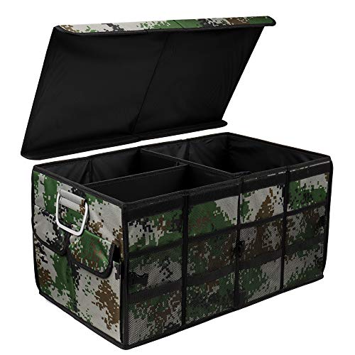 Car Trunk Organizer Collapsible Portable Multi Compartments Organizer with Non Slip Straps for SUV Truck Auto Vehicle Car Auto Minivan (Large covered, Camouflage)