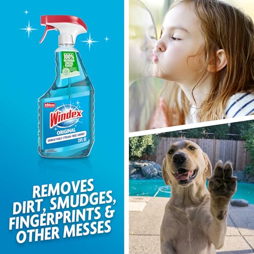 Glass and Window Cleaner Spray Bottle, Bottle Made from 100% Recycled Plastic, Surface Cleaning Spray, Original Blue Scent, 23 Fl Oz,6 Count (Pack of 2) - view 3