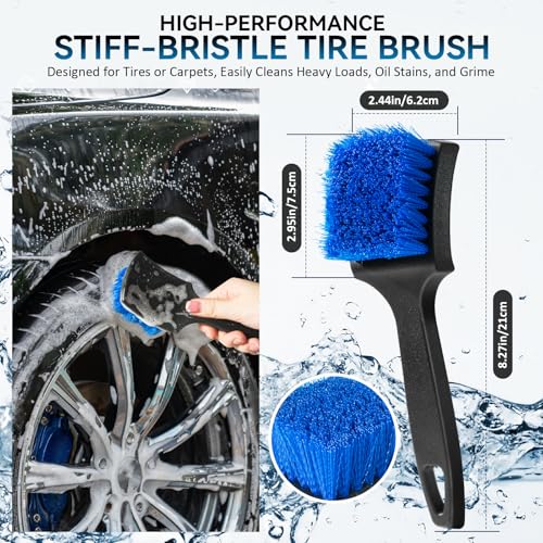 Tire Brushes for Cleaning Tires, Car Wheel Brushes for Cleaning Wheels, Rim Cleaner Brush for Car Detailing, Premium Wheel Cleaner Brush Kit Safe for Cars, Trucks, SUVs, RVs, Motorcycles - view 4