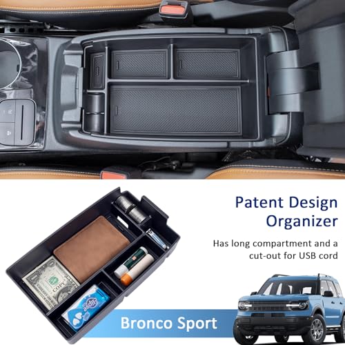 New Tray 2PCS Set Compatible with 2021-2024 Ford Bronco Sport Accessories, Armrest Storage Console Organizer Dash Tray Insert Phone Holder (Not for Escape & Bronco & 2025 Dashboard) - view 4