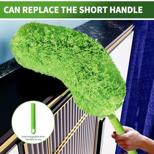 Cobweb Duster with Extension Pole,Washable Cleaning Duster Set with 2 Duster Heads,Corner Brush,15-110-Inch Telescoping Pole for high Ceiling Fans, Long Duster for High Ceilings,Spider Web Brush - view 7