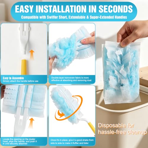 60PCS Disposable Duster Refills Compatible with Swiffer with 1 Short Handle - view 7