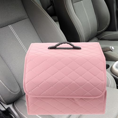 Foldable Car Trunk Organizer Box for Easy Storage Pink Artificial Leather - view 4