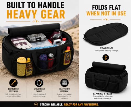 USA Officially Licensed Jeep Pop-Up Cargo Organizer - Expandable Collapsible Storage Caddy for Wrangler, Gladiator & SUVs, Black with Embroidered Logo - view 6