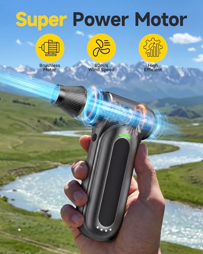Computer Air Duster for Keyboard & PC, 170,000 RPM Cordless Electric Dust Blower, 4-Speed Brushless Compressed Air Duster for Electronics, Car, Reusable Canned Air Alternative, Gray - view 2