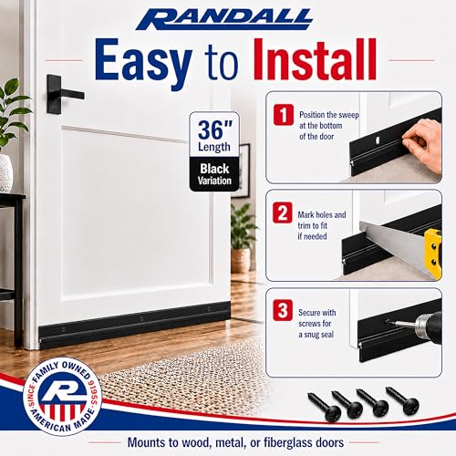 Door Sweeps – Aluminum & Brush | Brush Sweeps for Gaps Up to 1” | Black Holder | 3 Feet | Fill Gaps & Keep Unwanted Debris Out - view 5