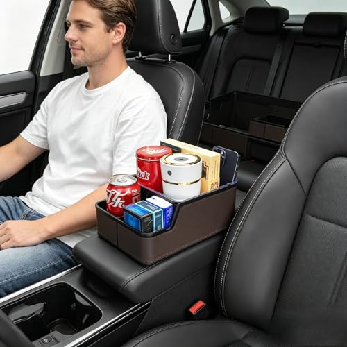 Car Seat Organizer with Compartments,Small Caddy for Car Brown - view 3