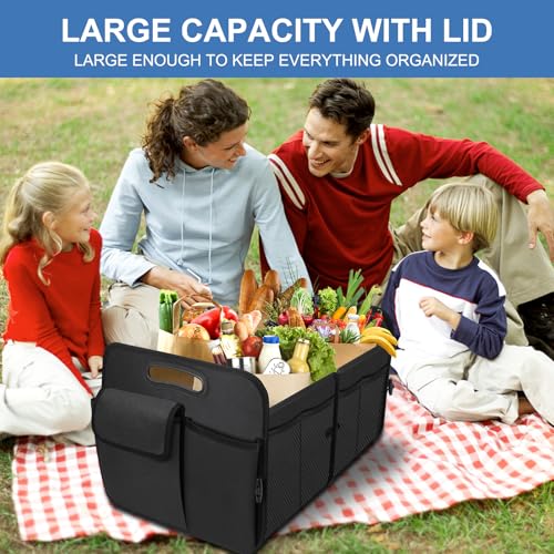Trunk Organizer, Collapsible Waterproof Multi-Functional car Trunk Grocery Organizer Storage for SUVs & Sedans, Car Accessories for Women/Men, 3 Compartments - view 7