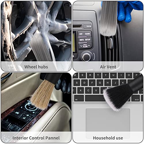 Car Detailing Brush Set, 3 Pcs Car Interior Detailing Brushes Natural Boars Hair Detail Brush Auto Ultra-Soft Detail Cleaning Brush Tool for Interior/Exterior Automotive Trim Wheel Rim Engine - view 7