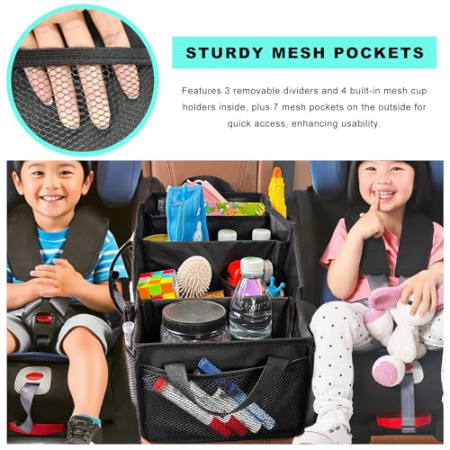 Car Seat Organizer, Collapsible Passenger Seat Storage Caddy with 4 Compartments, Waterproof Oxford Cloth Storage Box for Automotive Front & Back Seats, Car Accessories - view 3