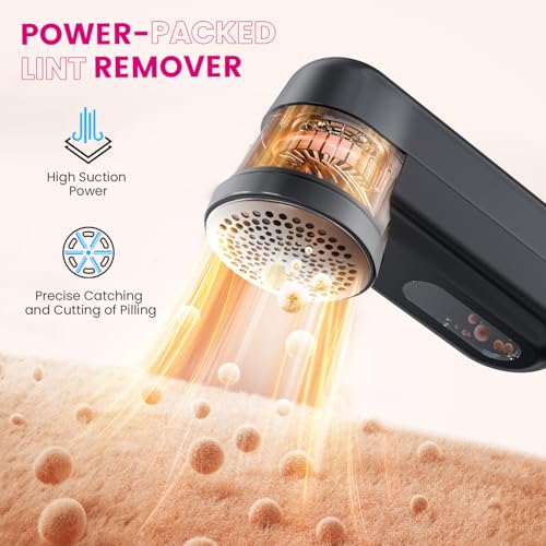 Fabric Shaver, Lint Remover for Clothes, Type-C Rechargeable Lint Shaver with LCD Display & 6-Blade, Sweater Shavers to Remove Pilling，Fuzz Remover Fabric Shaver for Clothing and Furniture - view 4