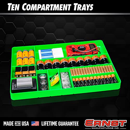 ERNST Tool Organizer Tray, Green, 10-Compartments, Storage, Garage, Workshop, Organization, Tools, Equipment, Heavy-Duty, Durable, Industrial, Workbench, Efficient Storage - Made in the USA - view 5