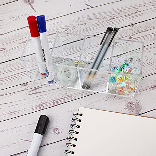 Acrylic Pen Holder 4 Compartments,Clear Pen Holder Makeup Brush Holder - view 6