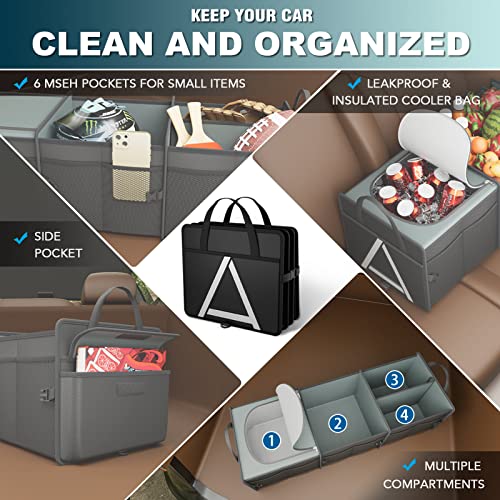 Trunk Organizer Storage with Cooler for Car and SUV (Large, Black) - view 6